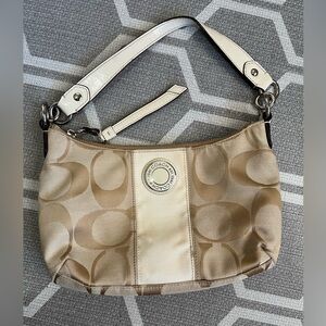 Coach Tan and Cream Shoulder Bag